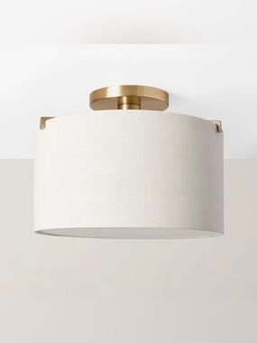 Fabric Shade Semi-Flush Mount Ceiling Light Brass/Oatmeal - Hearth & Hand with